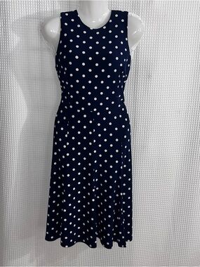 Lauren Ralph Lauren Navy Blue Polka Dot Midi Dress